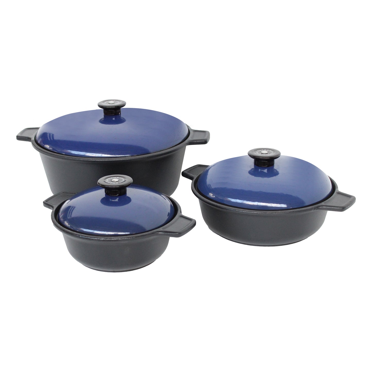 Three Piece Cast Iron Casserole Pots with Lids