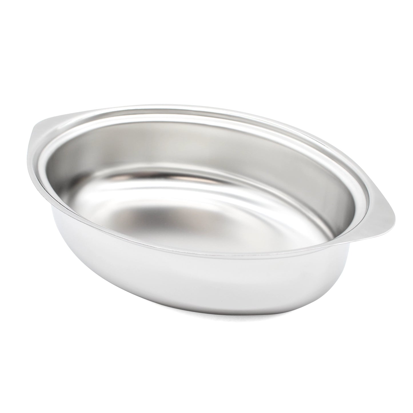 Stainless steel casserole dish inside