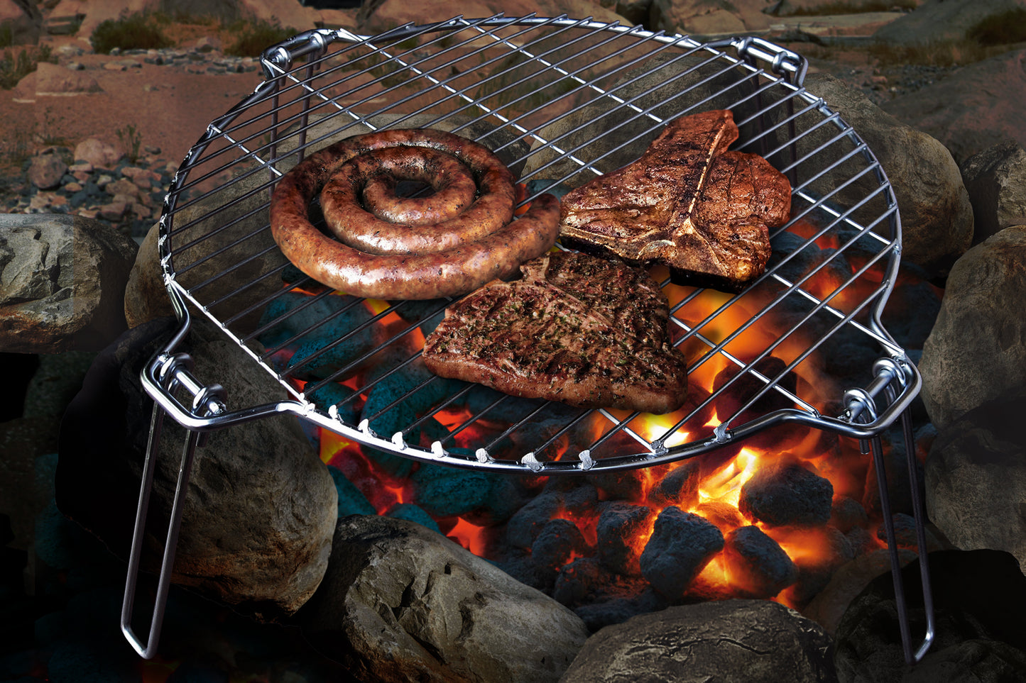 Collapsible Braai/Barbecue Grid Stand for Outdoor Cooking