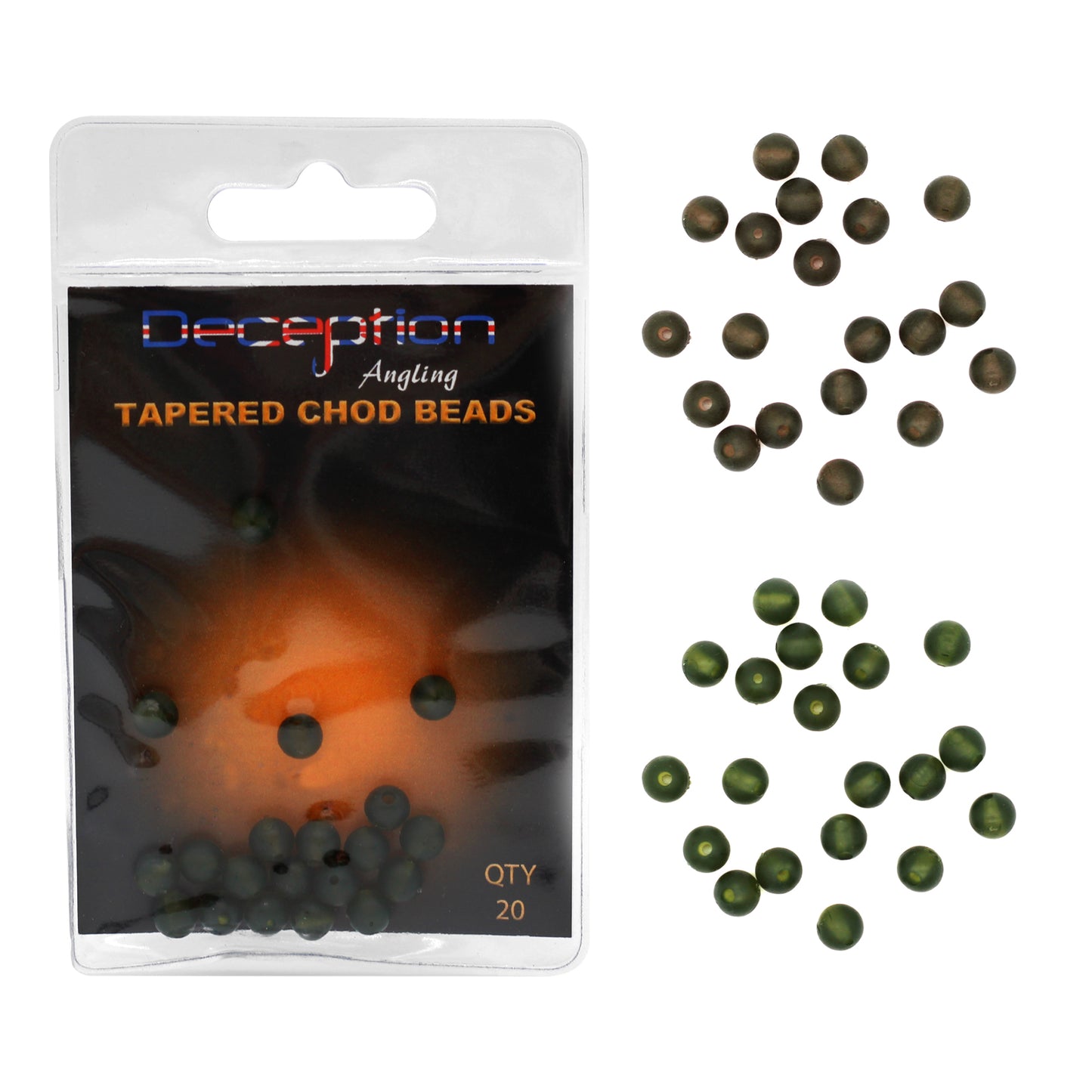 Deception Angling Tapered Chod Beads for Fishing Pack of 20 in Two Colours