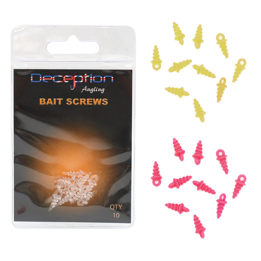 Deception Angling Bait Screws for Fishing Pack of 10 in Three Colour Options
