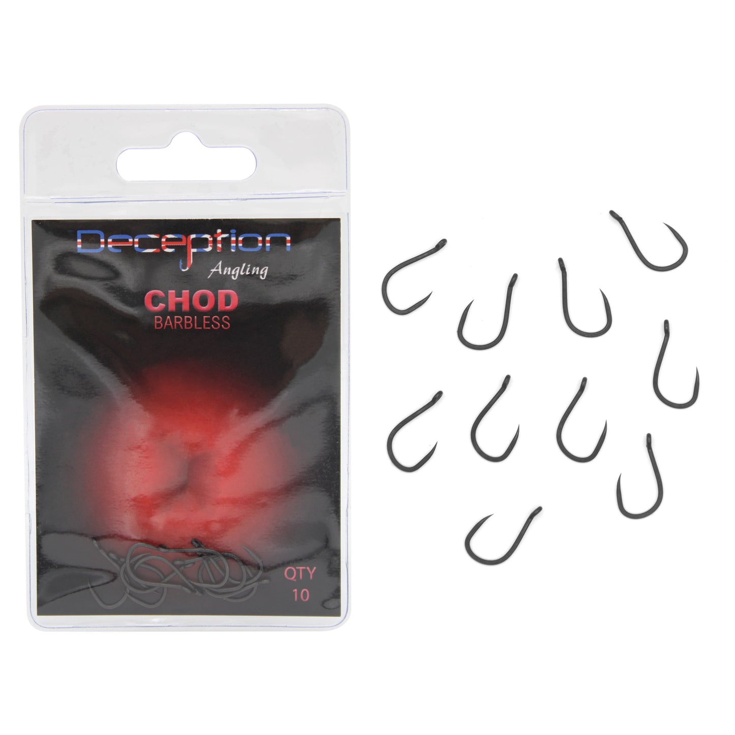 Deception Angling Chod Barbless Fishing Hooks Pack of 10