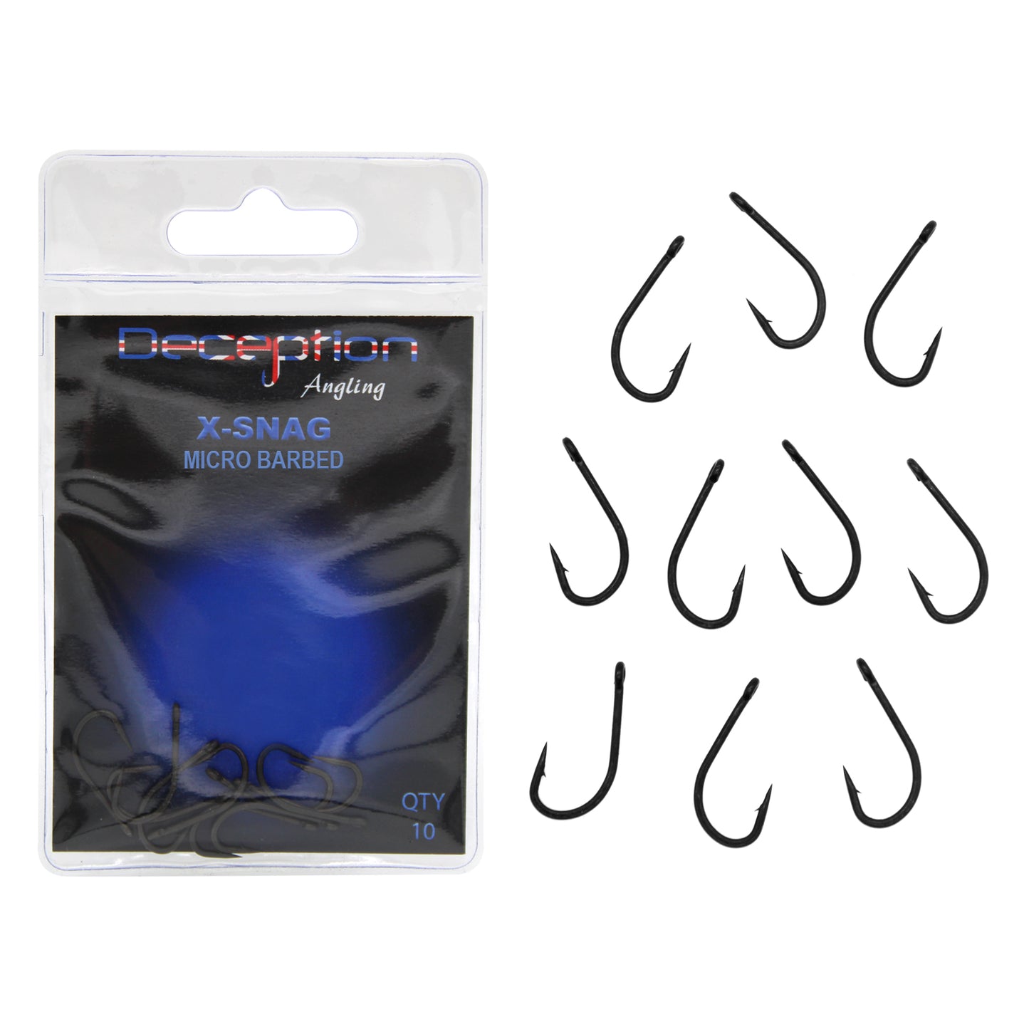 Deception Angling X-Snag Micro Barbed Fishing Hooks Pack of 10