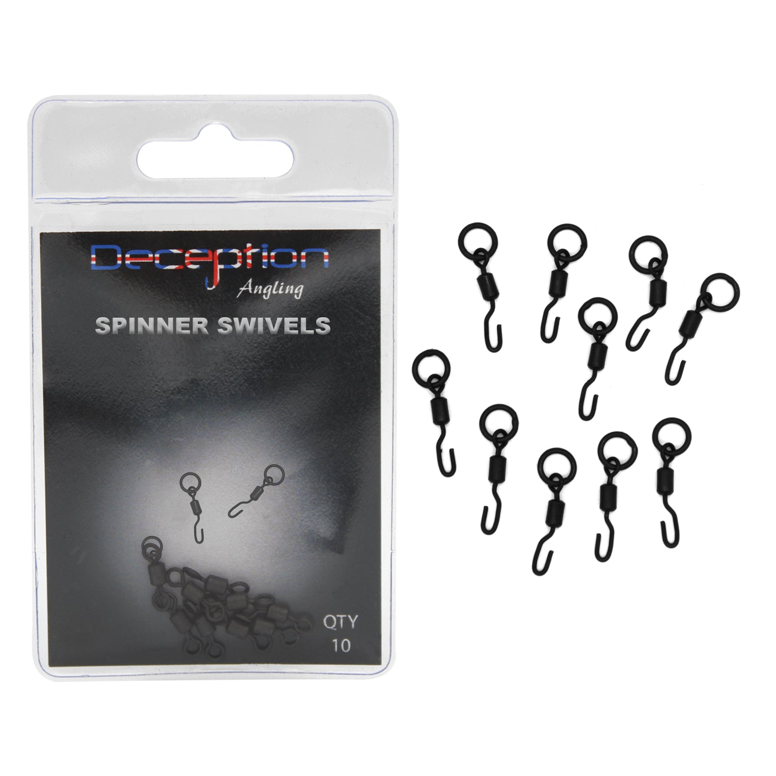 Deception Angling Spinner Swivels Pack of 10 for Fishing