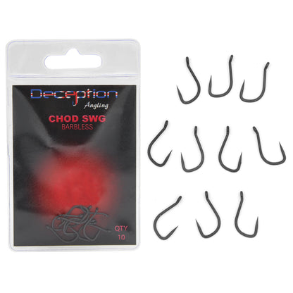 Deception Angling Chod SWG Barbless Hooks for Fishing Pack of 10
