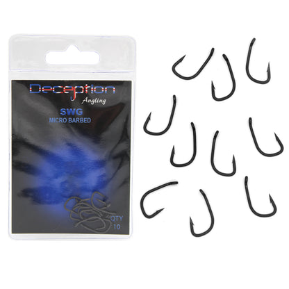 Deception Angling SWG Micro Barbed Hooks Pack of 10 for Fishing