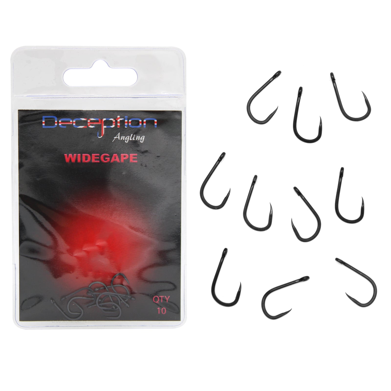 Deception Angling Wide Gape Barbless Fishing Hooks Pack of 10