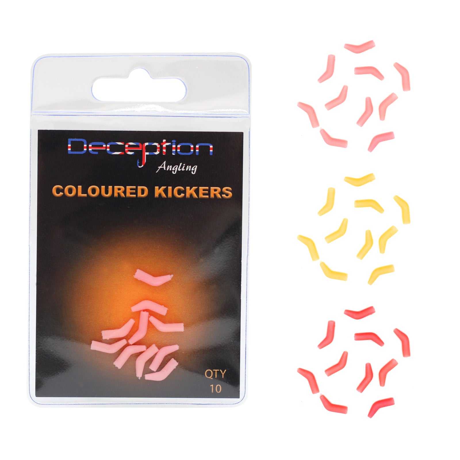 Deception Angling Coloured Kickers for Fishing in 3 Colours