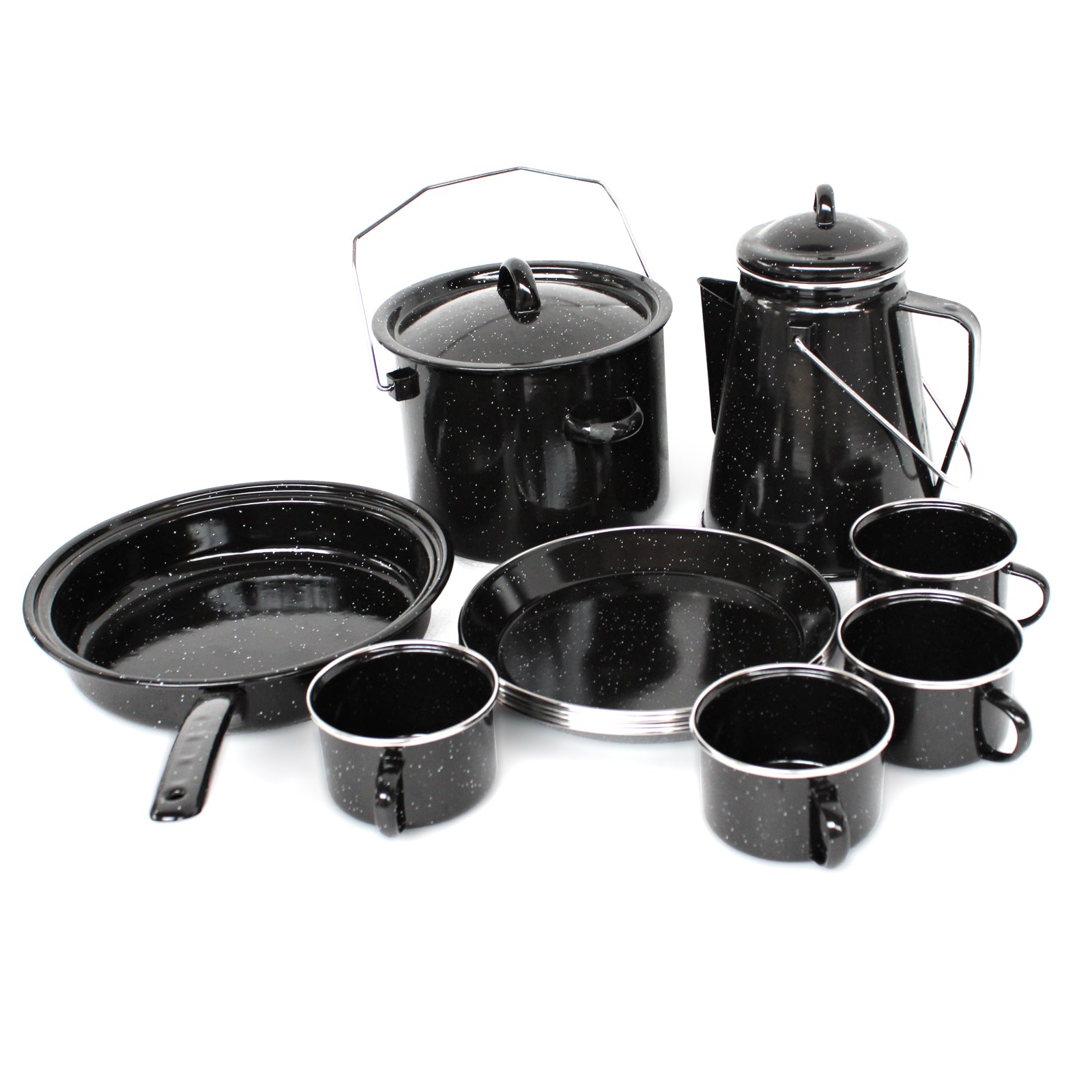 11 Piece Camping Set Premium Black Enamel Outdoor Cookware 11 Piece Camping Set Premium Black Enamel Outdoor Cookware