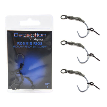 Ronnie Rigs Micro Barbed with Bait Screw Hooks for Fishing