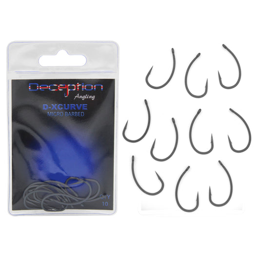 Deception Angling D-XCurve Micro Barbed Fishing Hooks Pack of 10
