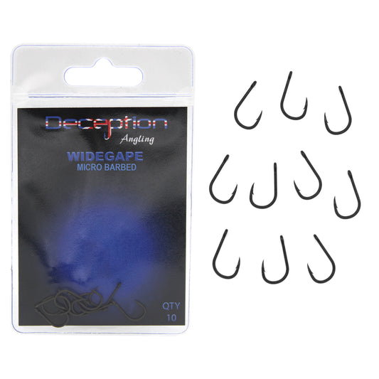 Deception Angling Wide Micro Barbed Fishing Hooks Pack of 10