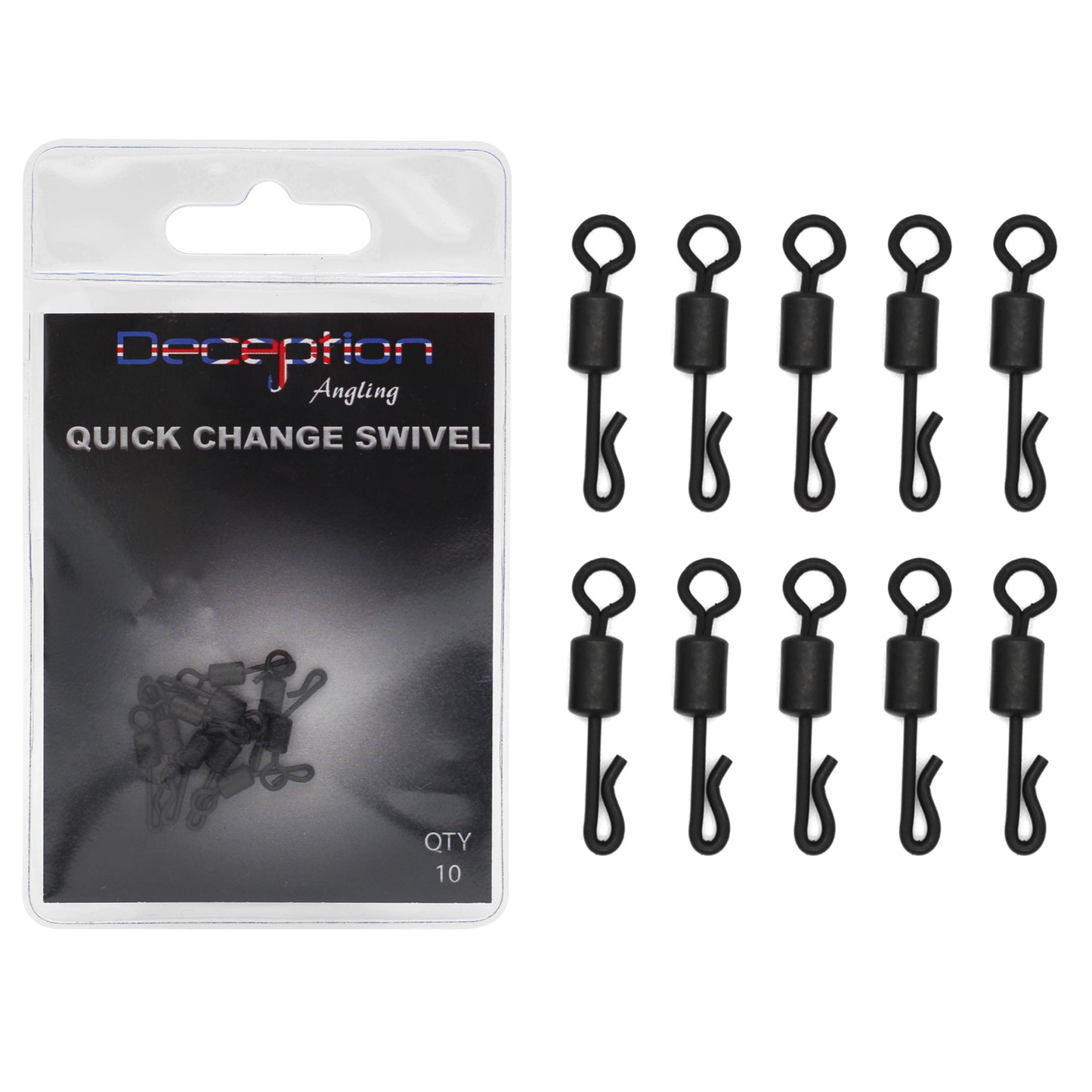 Deception Angling Quick Change Swivels for Fishing Pack of 10