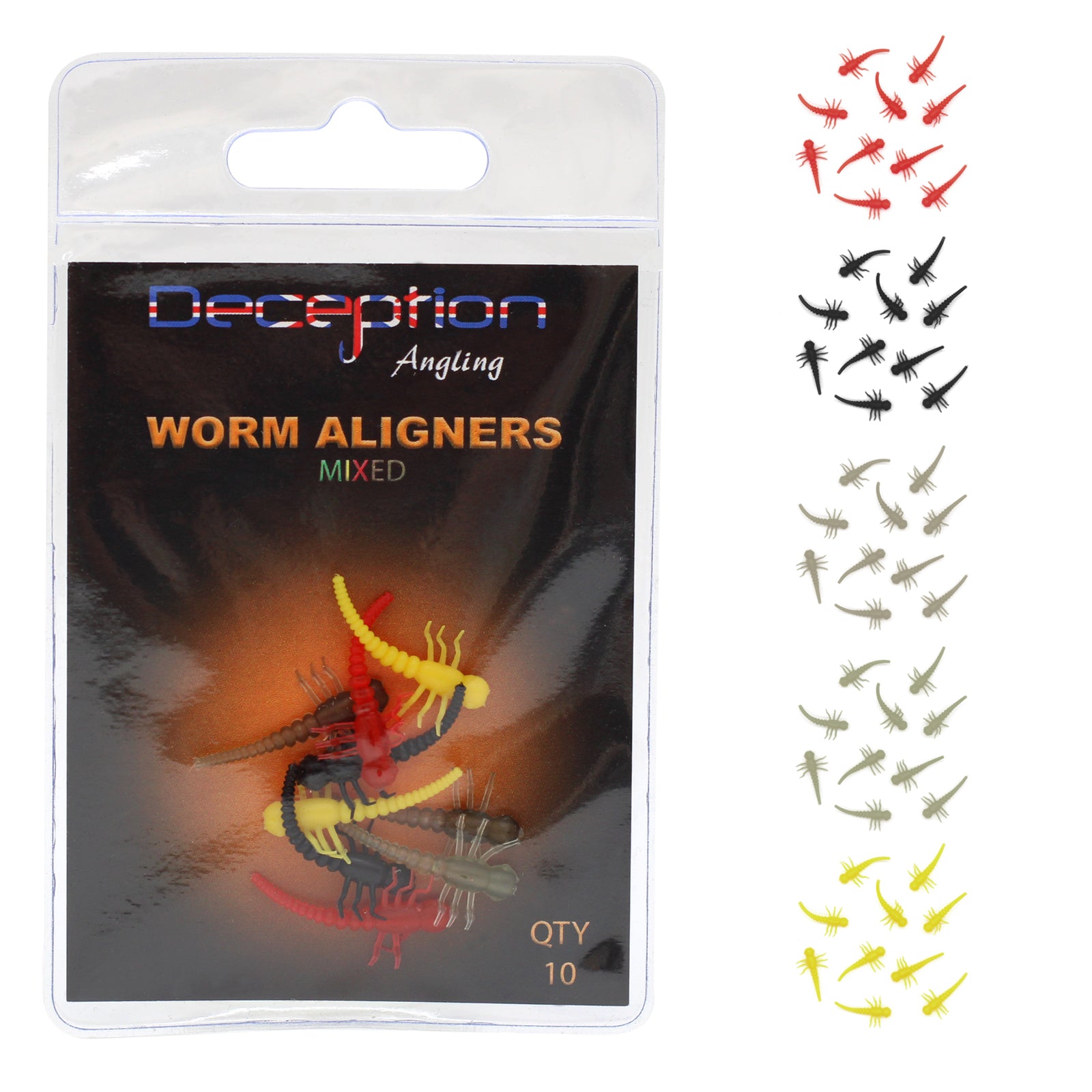 Deception Angling Worm Aligners for Fishing Pack of 10 Multiple Colour Options