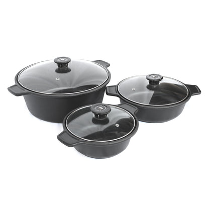 Cast Iron Casserole Dish Set with Glass Lids