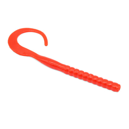 Red Riggly Jellyworm Fishing Lure with Curled Tail