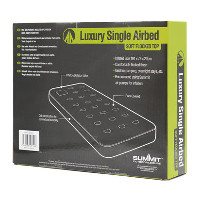 Luxury Single Airbed Single Flocked Top in Box Back