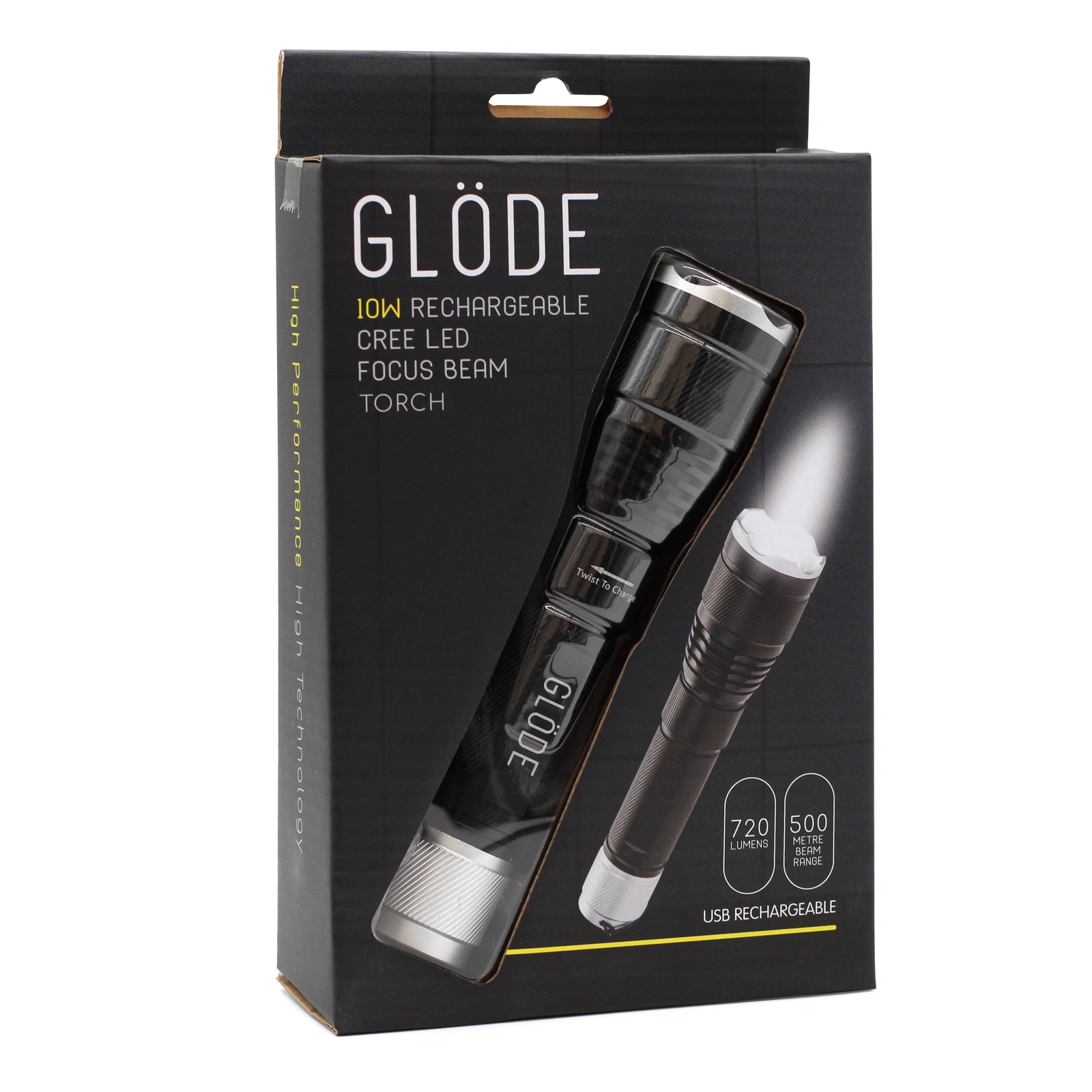 Glode Flashlight Rechargeable Cree LED Focus Beam Torch Box