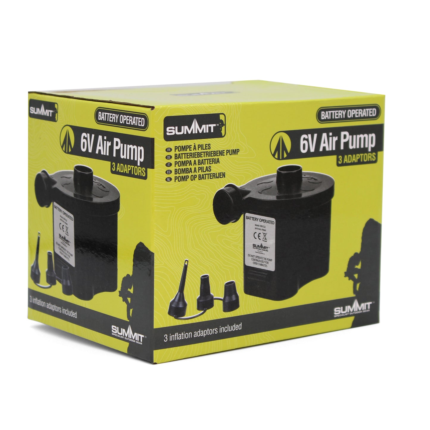 6V Air Pump Battery Operated with 3 Adapters in Box