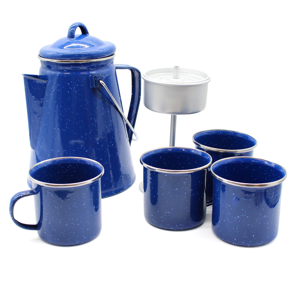 5-teiliges Kaffeemaschinen-Set mit Kanne und Tassen