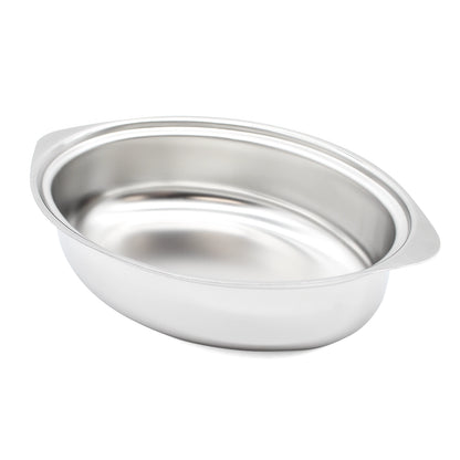 Stainless steel casserole dish inside