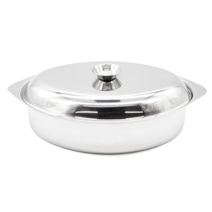 Stainless steel casserole dish with lid