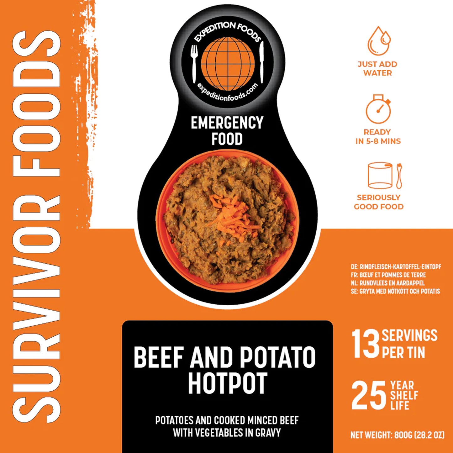 Expedition Foods Beef and Potato Hotpot Meal Details