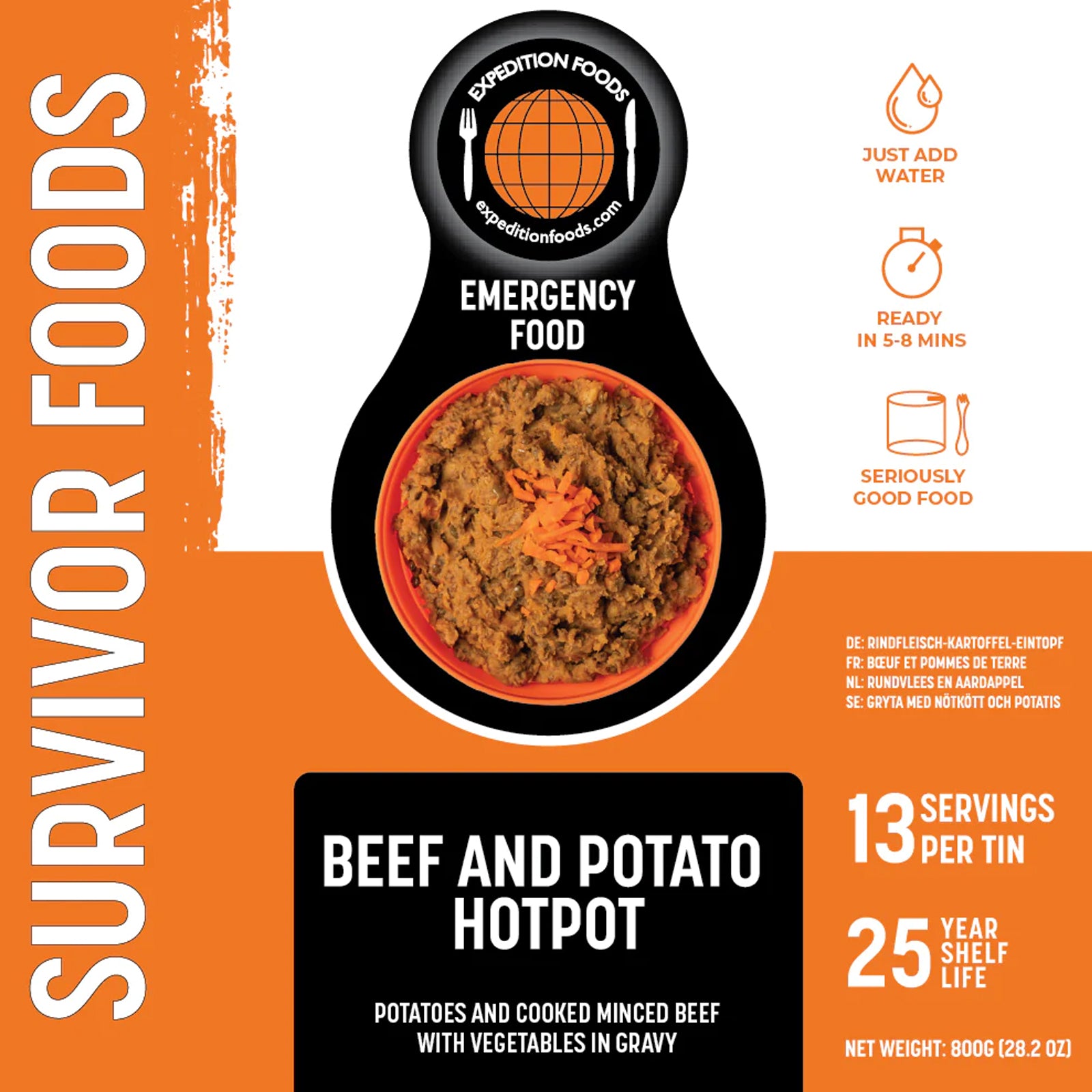 Expedition Foods Beef and Potato Hotpot Meal Details