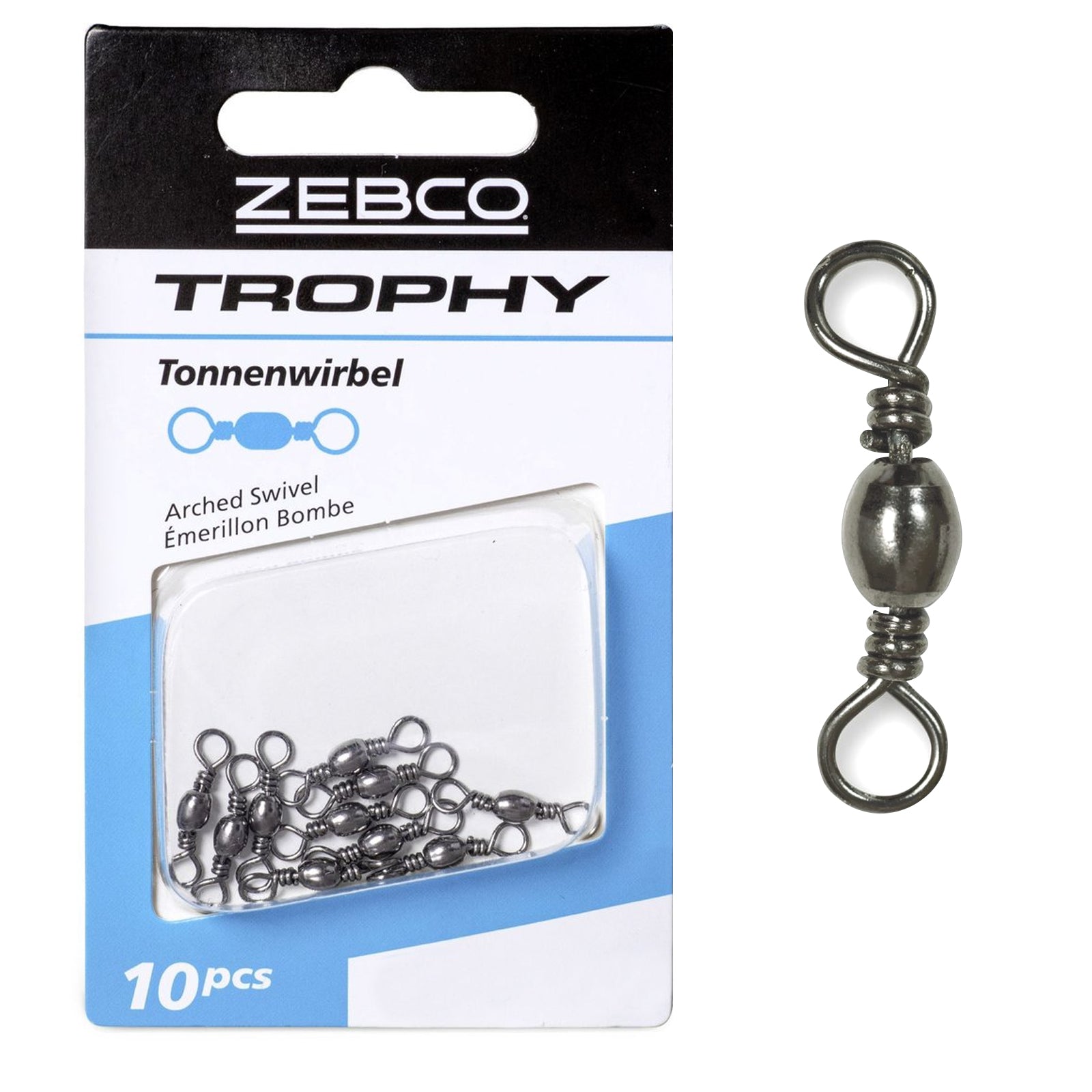 Zebco Trophy Arched Swivel for Fishing Pack of 10