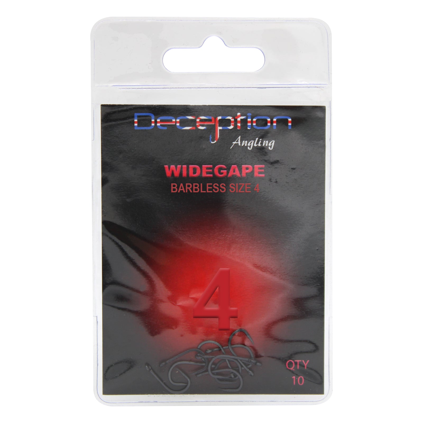 Deception Angling Wide Gape Barbless Fishing Hooks Pack of 10 - Size 4