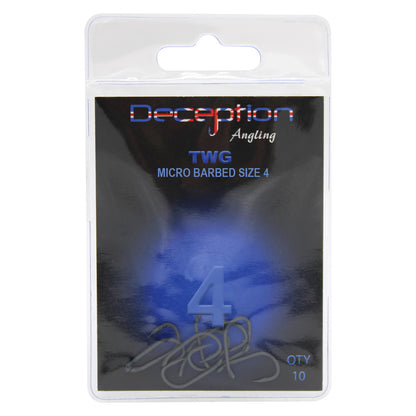 Deception Angling TWG Micro Barbed Fishing Hooks Pack of 10 Size 4