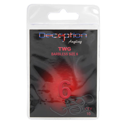 Deception Angling TWG Barbless Fishing Hooks Pack of 10 - Size 6