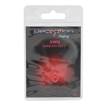 Deception Angling SWG Barbless Hooks Size 6 Pack of 10