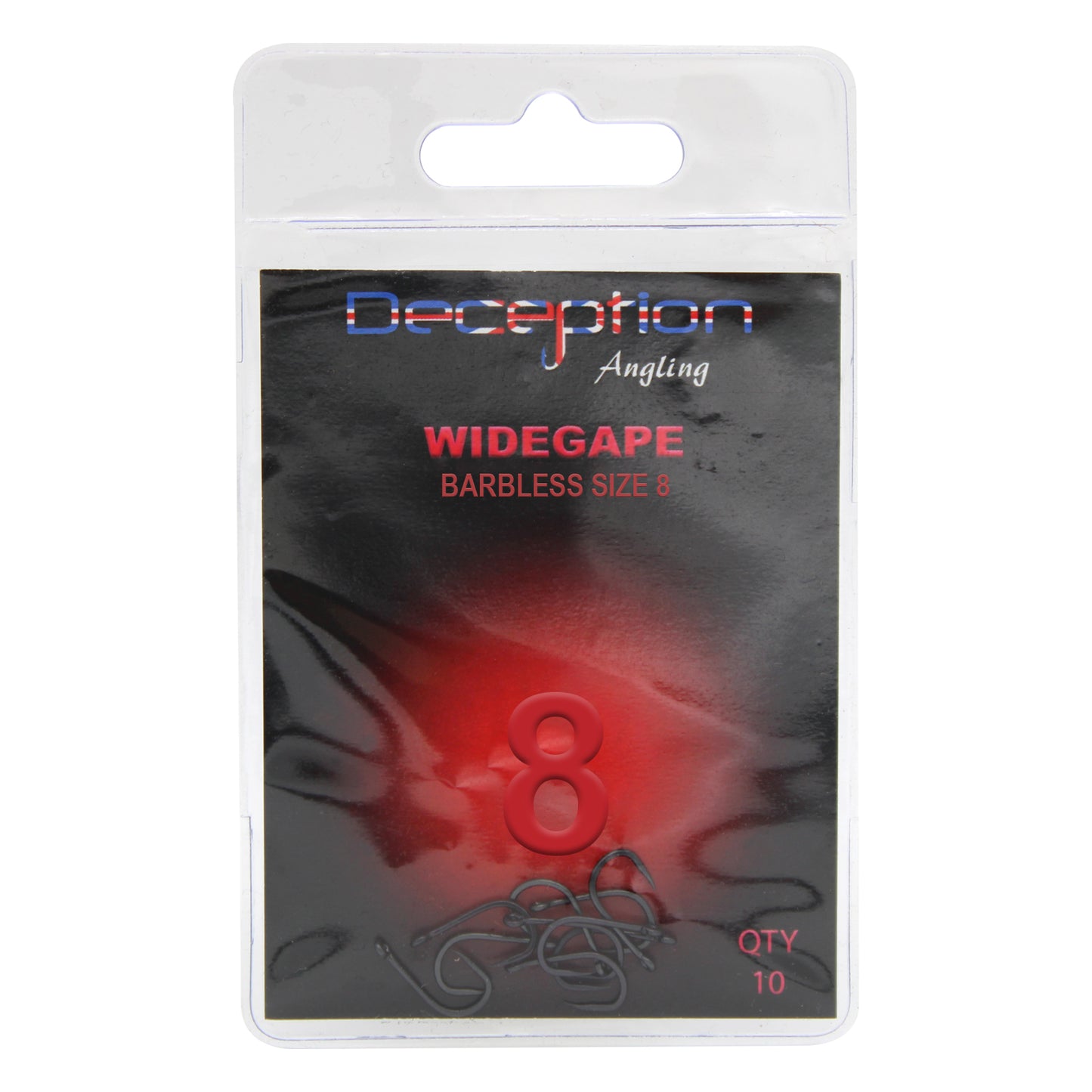 Deception Angling Wide Gape Barbless Fishing Hooks Pack of 10 - Size 8
