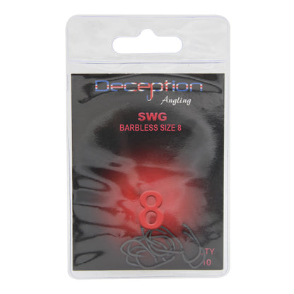 Deception Angling SWG Barbless Hooks Size 8 Pack of 10