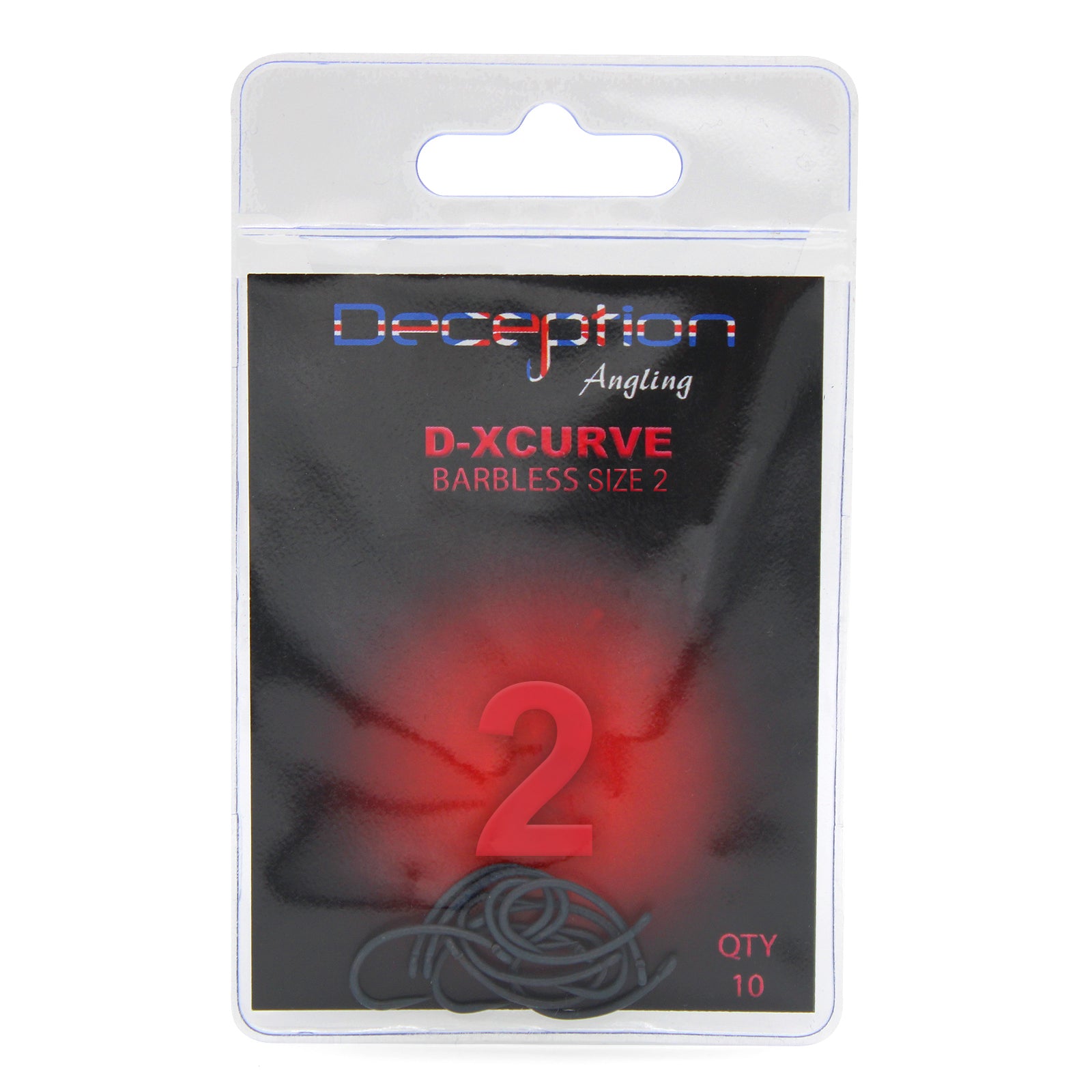 Deception Angling D-XCurve Barbless Fishing Hooks Pack of 10 Size 2