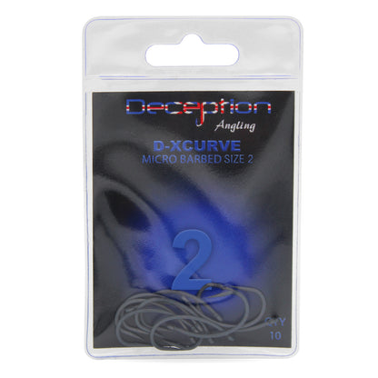 Deception Angling D-XCurve Micro Barbed Fishing Hooks Pack of 10 Size 2