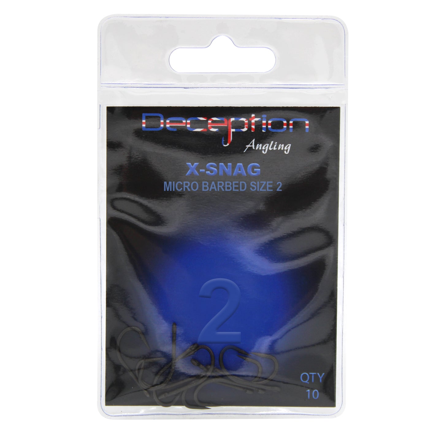 Deception Angling X-Snag Micro Barbed Fishing Hooks Size 2 Pack of 10