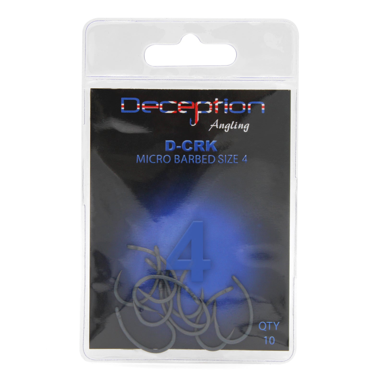 Deception Angling D-CRK Micro Barbed Fishing Hooks Pack of 10 Size 4