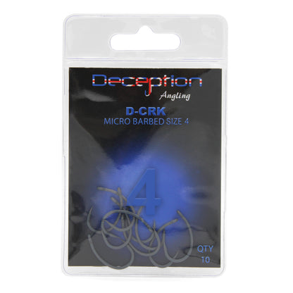 Deception Angling D-CRK Micro Barbed Fishing Hooks Pack of 10 Size 4