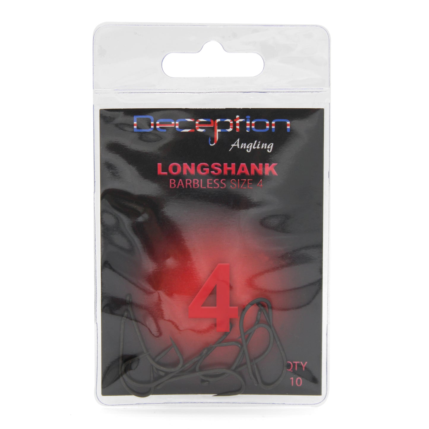 Deception Angling Long Shank Barbless Fishing Hooks Pack of 10 - Size 4