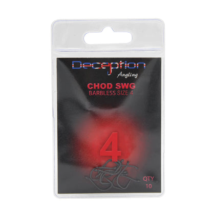 Deception Angling Chod SWG Barbless Hooks for Fishing Size 4 Pack of 10