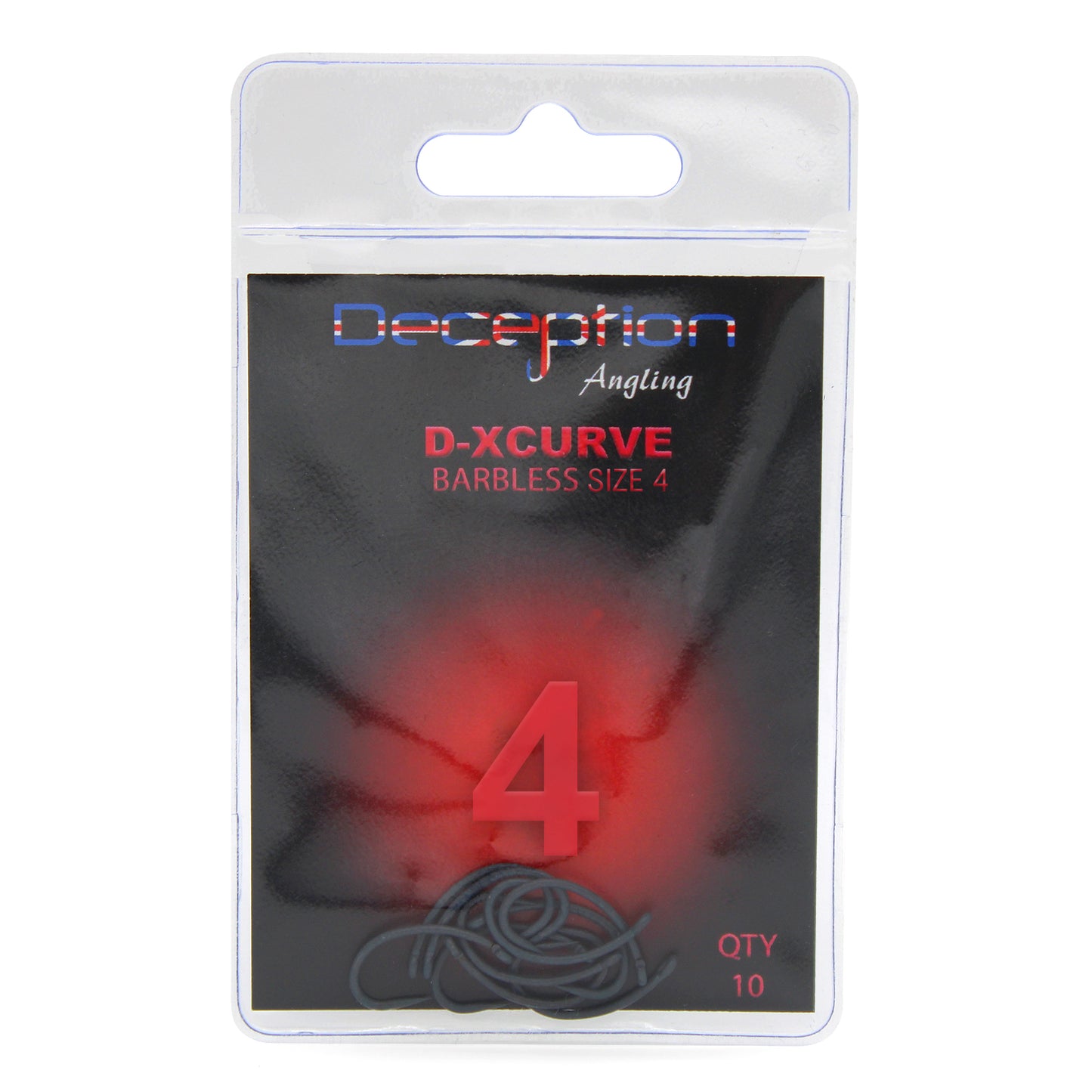 Deception Angling D-XCurve Barbless Fishing Hooks Pack of 10 Size 4