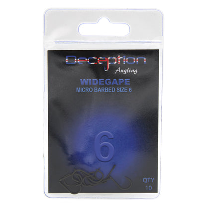 Deception Angling Wide Micro Barbed Fishing Hooks Pack of 10 Size 6