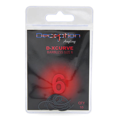 Deception Angling D-XCurve Barbless Fishing Hooks Pack of 10 Size 6