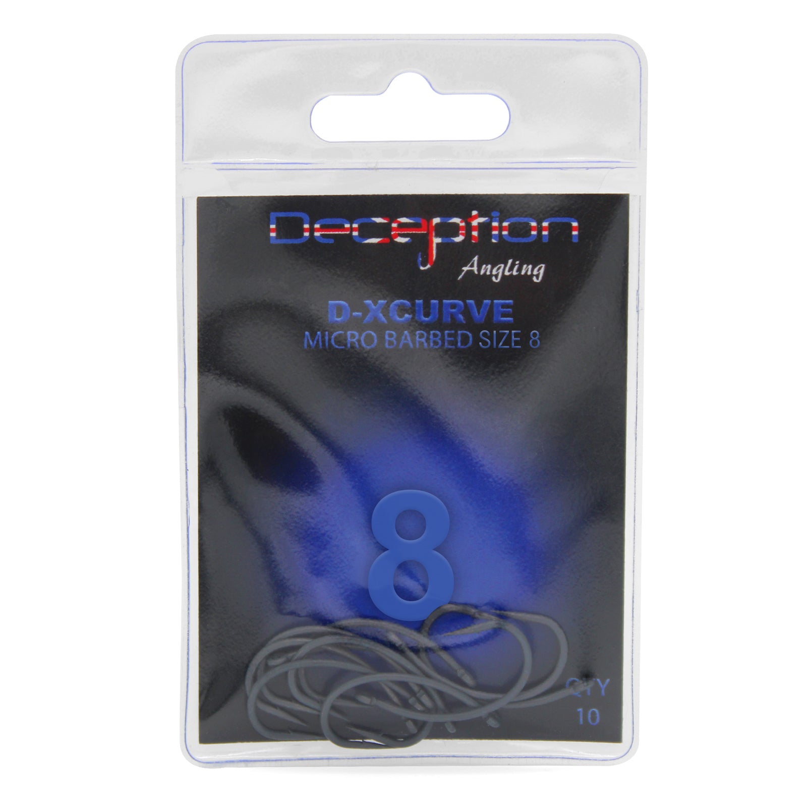 Deception Angling D-XCurve Micro Barbed Fishing Hooks Pack of 10 Size 8