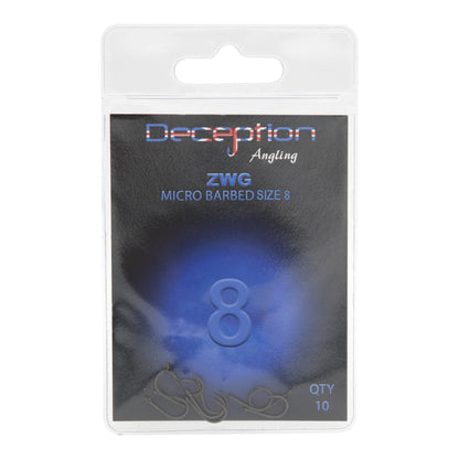 Deception Angling ZWG Micro Barbed Fishing Hooks Pack of 10 - Size 8